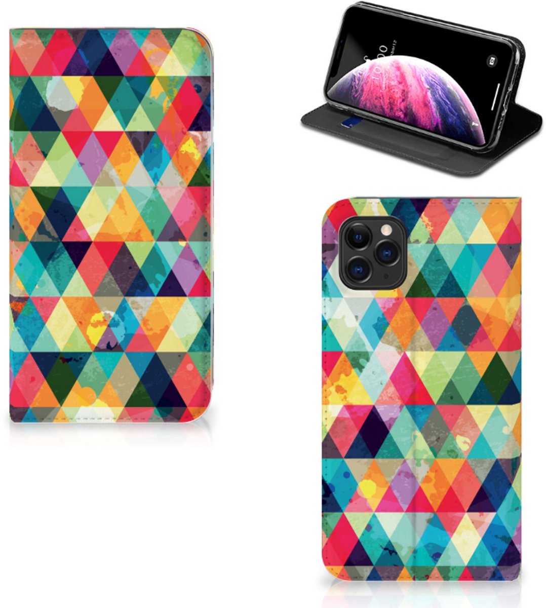 Book Case voor Apple iPhone 11 Pro Max Hoesje met Magneet Geruit
