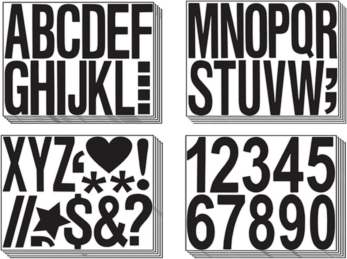 Zwarte Zelfklevende Briefstickers voor Huisnummers en Adreslabels - 20 Vellen