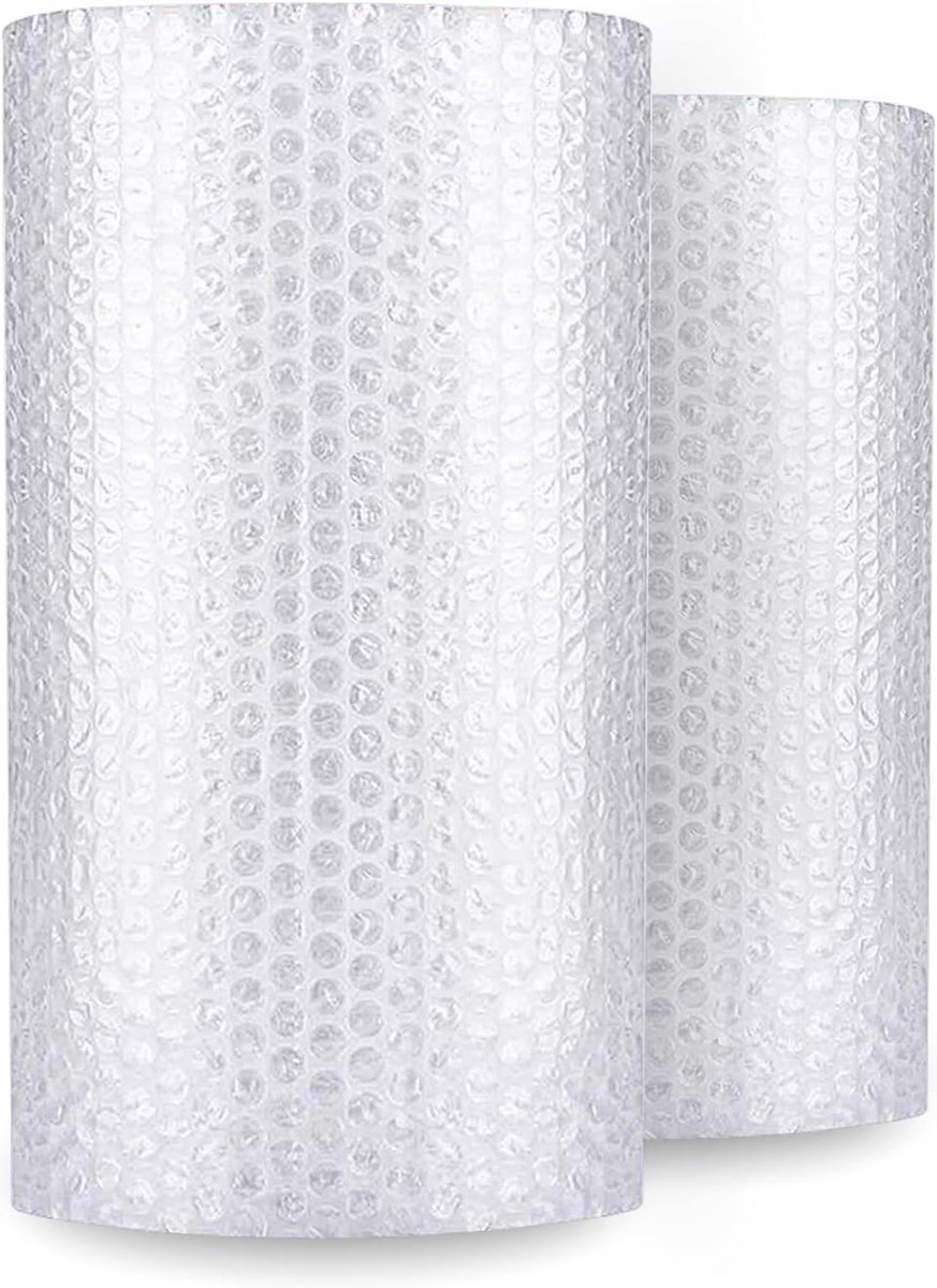 Bubble Demping Wrap Rol - 30,5 cm x 21,9 m - 2 Stuks met 16 Breekbare Labels