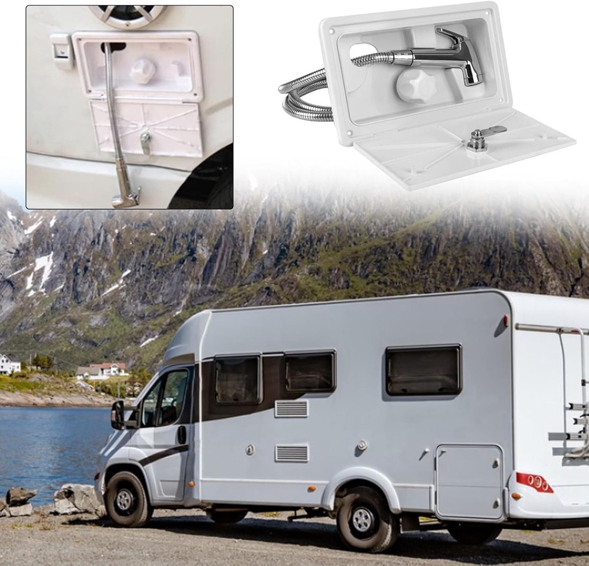 Buitendouche voor Camper met Warm en Koud Water, Ergonomische Buiten Douche Set voor Kamperen thumbnail 2
