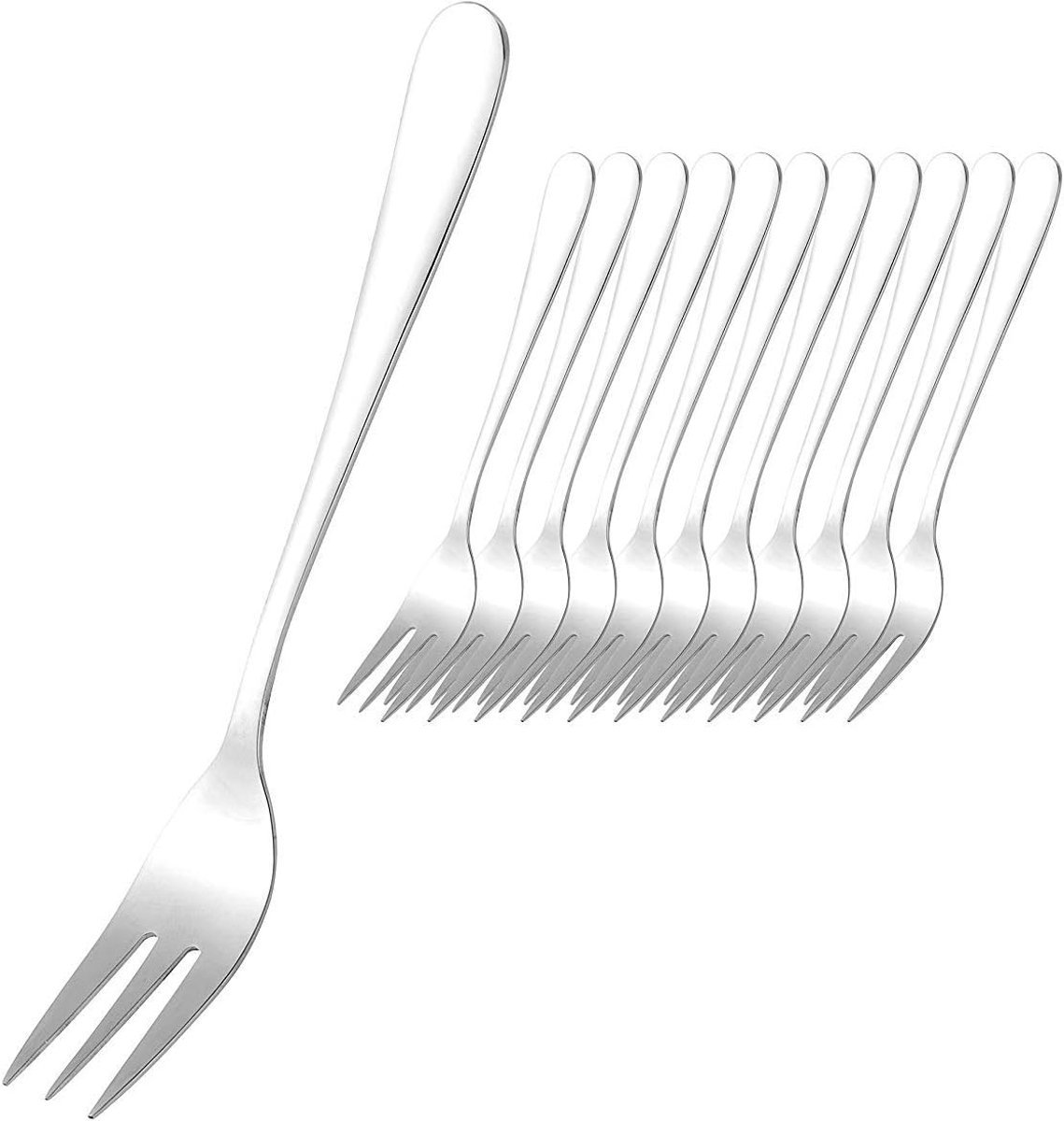 Set van 12 gedessineerde cak forks van roestvrij staal