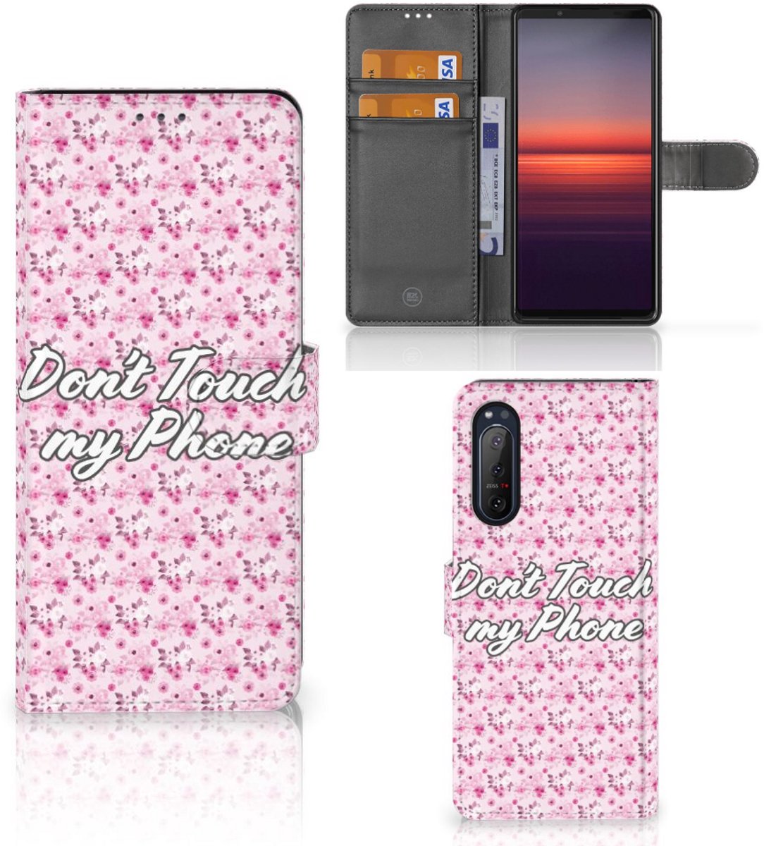 Sony Xperia 5II Portemonnee Hoesje Flowers Pink DTMP