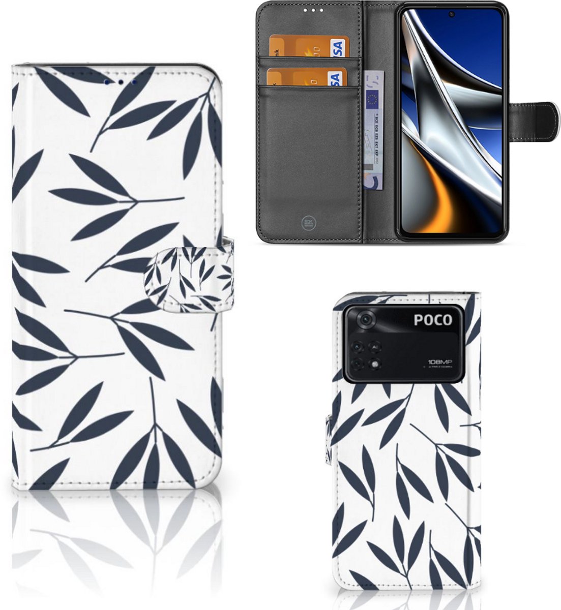 Xiaomi Poco X4 Pro 5G Hoesje Leaves Blue