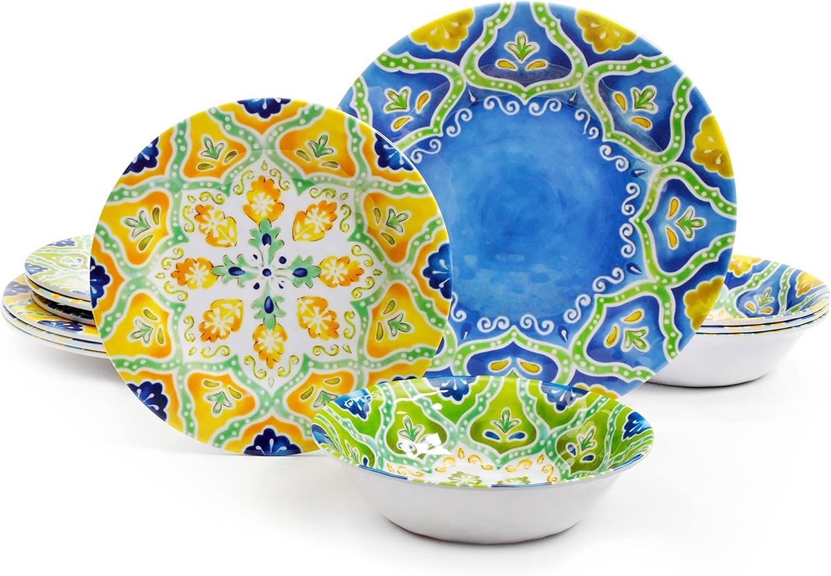 12-delige Melamine Servies Set voor Perfecte Diners