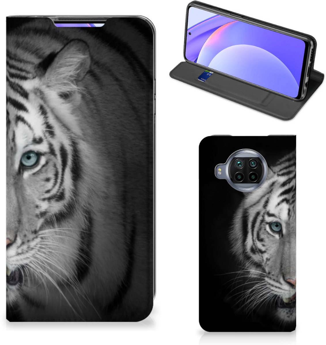 Book Case voor Xiaomi Mi 10T Lite Hoesje maken Tijger