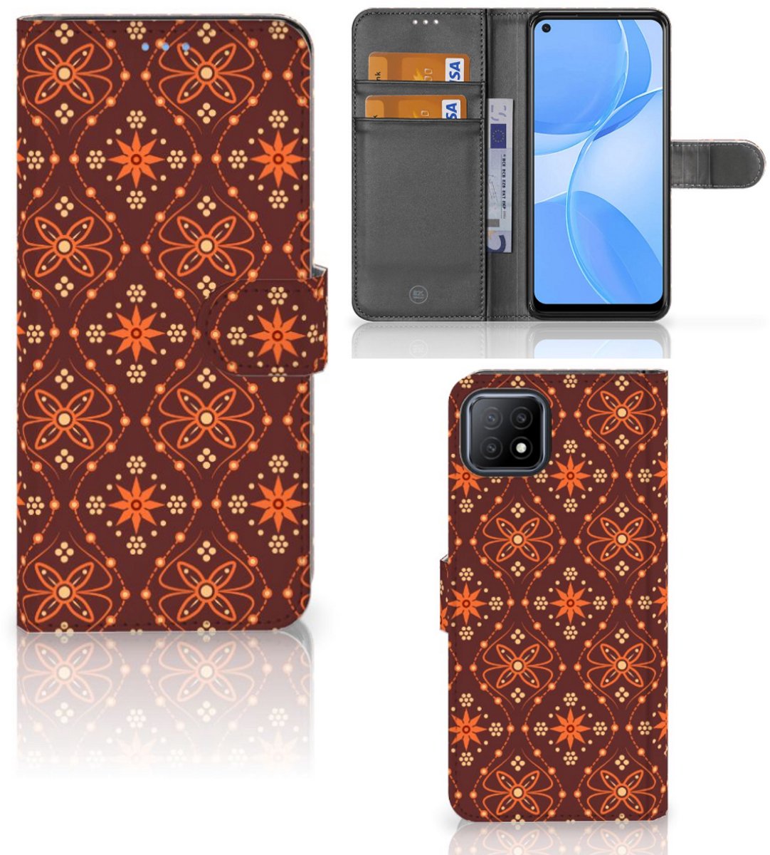 OPPO A73 5G Telefoon Hoesje Batik Brown
