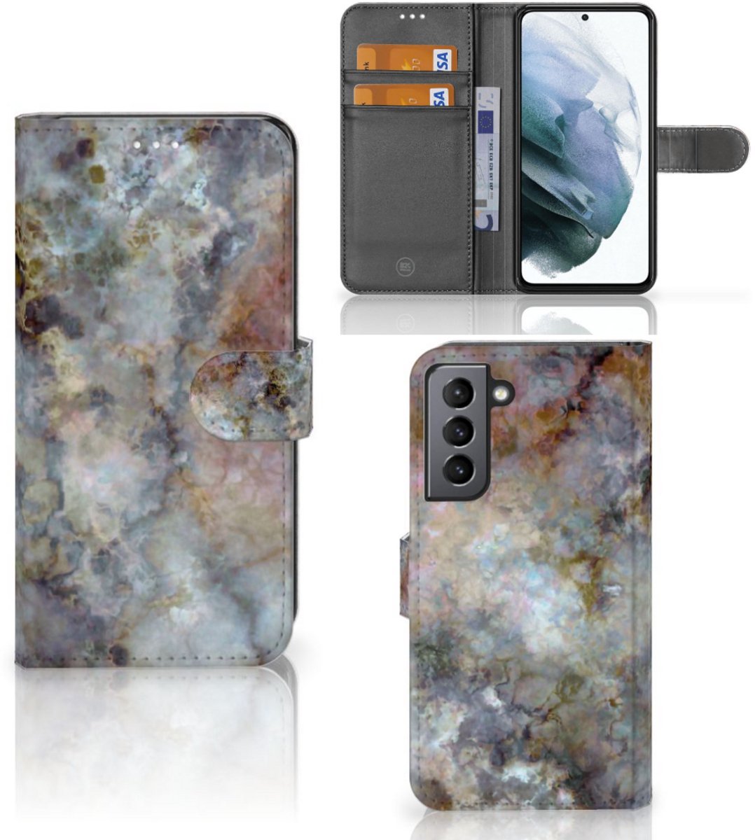 Samsung Galaxy S21 FE Bookcase Marmer Grijs