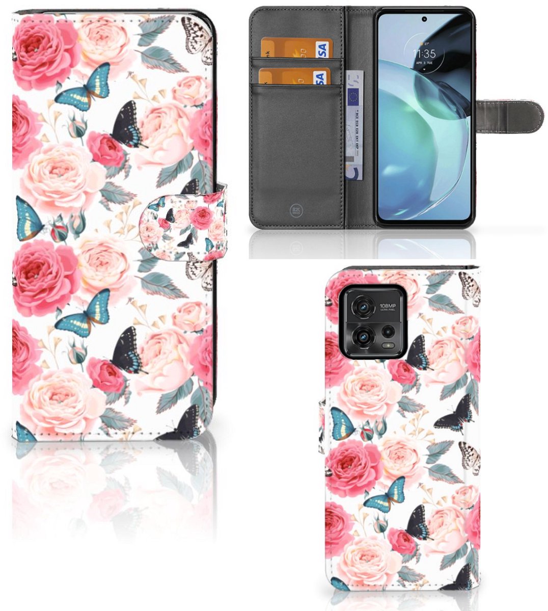 Motorola Moto G72 Hoesje Butterfly Roses