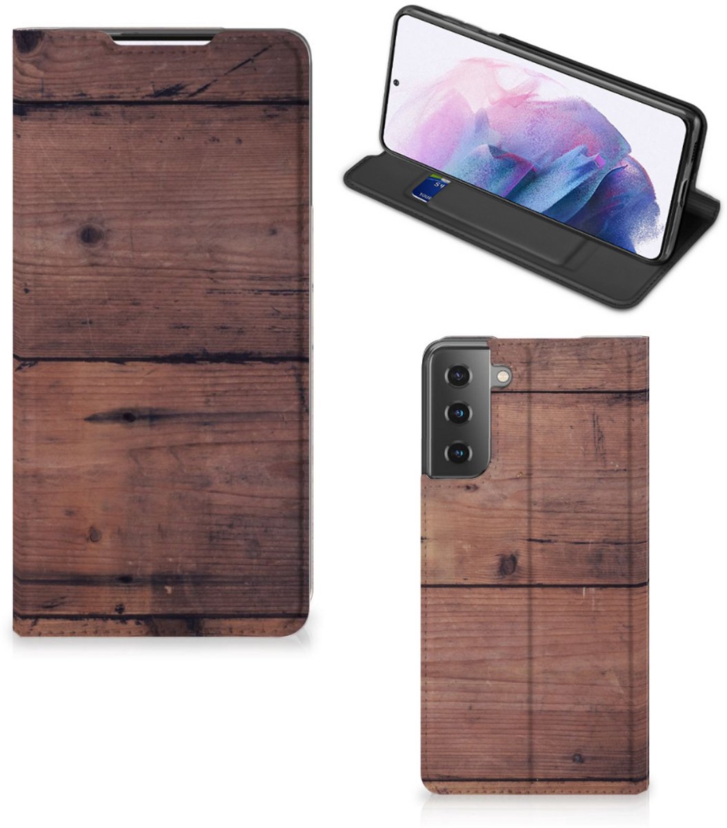 Samsung Galaxy S21 Plus Book Wallet Case Old Wood