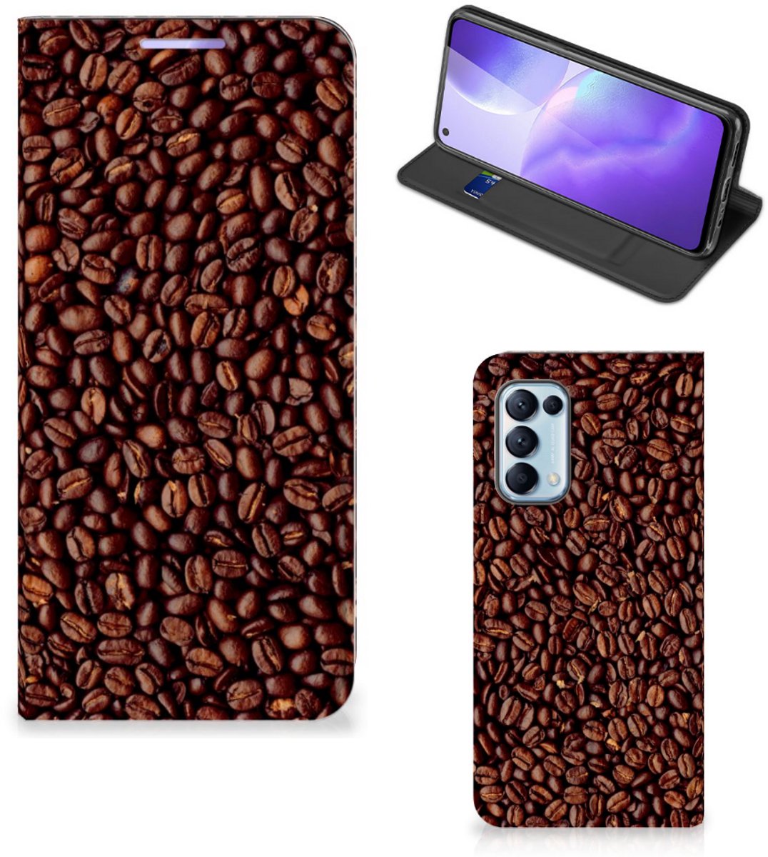 OPPO Find X3 Lite Flip Style Cover Koffiebonen