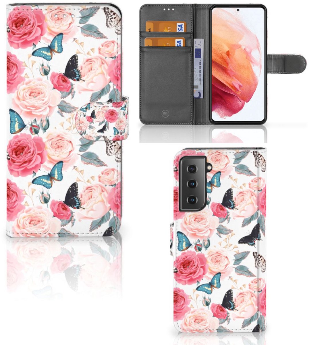 Samsung Galaxy S21 Hoesje Butterfly Roses