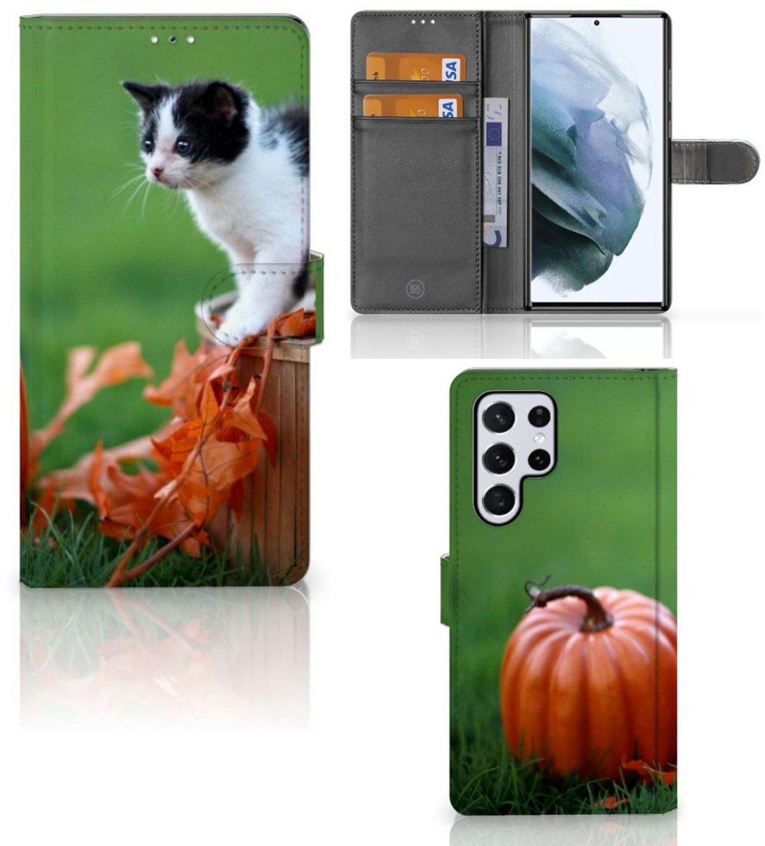 Samsung Galaxy S22 Ultra Telefoonhoesje met Pasjes Kitten