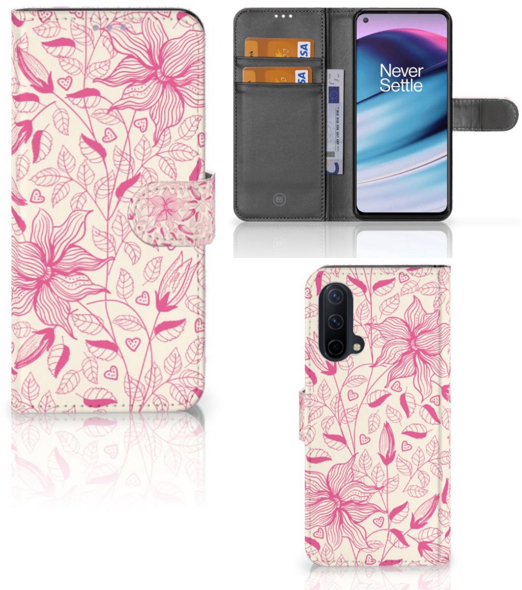 OnePlus Nord CE 5G Hoesje Pink Flowers