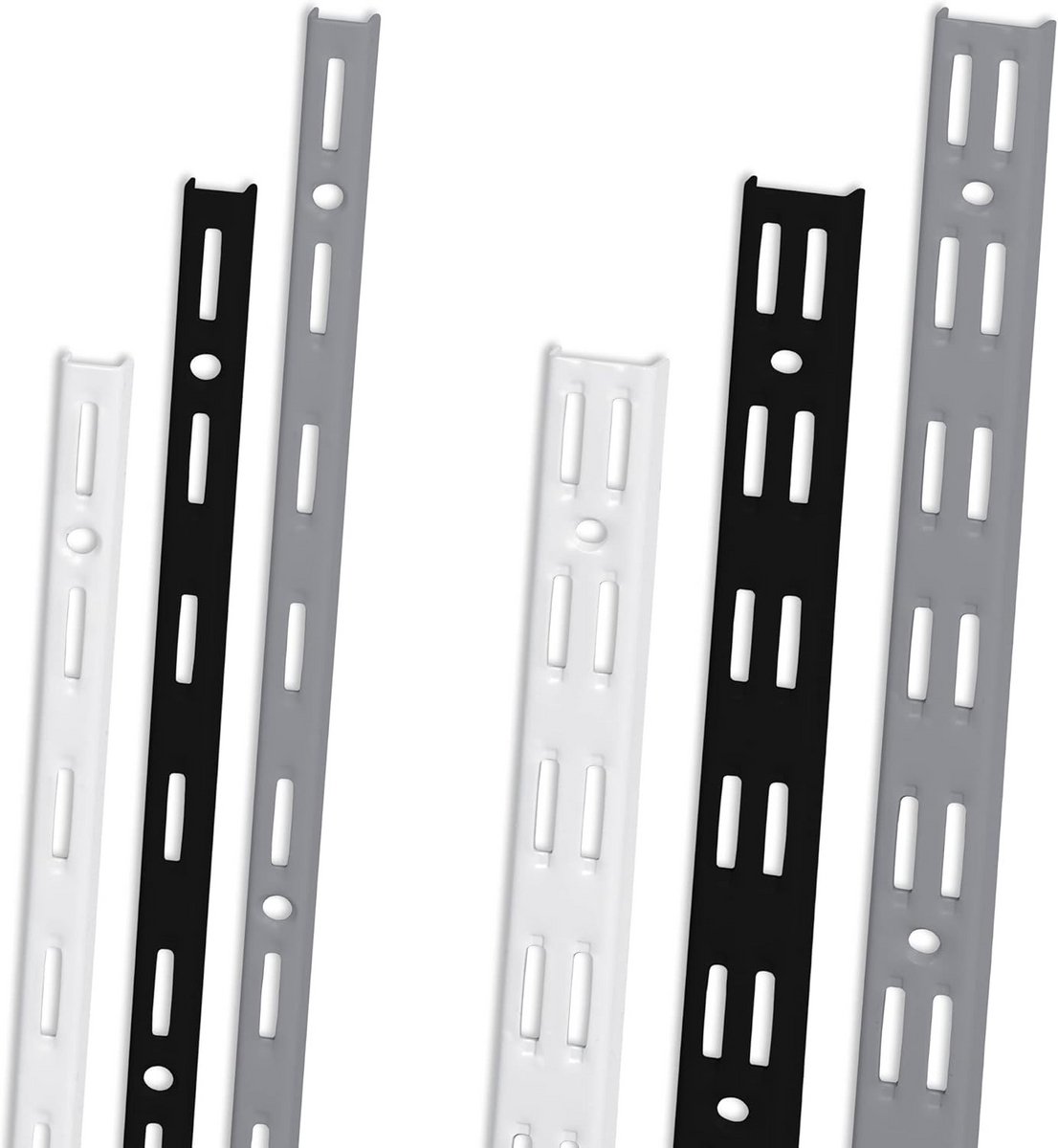 Set van 2 Wandrails voor Wandplanken - 50mm grafstand - Wit 200cm