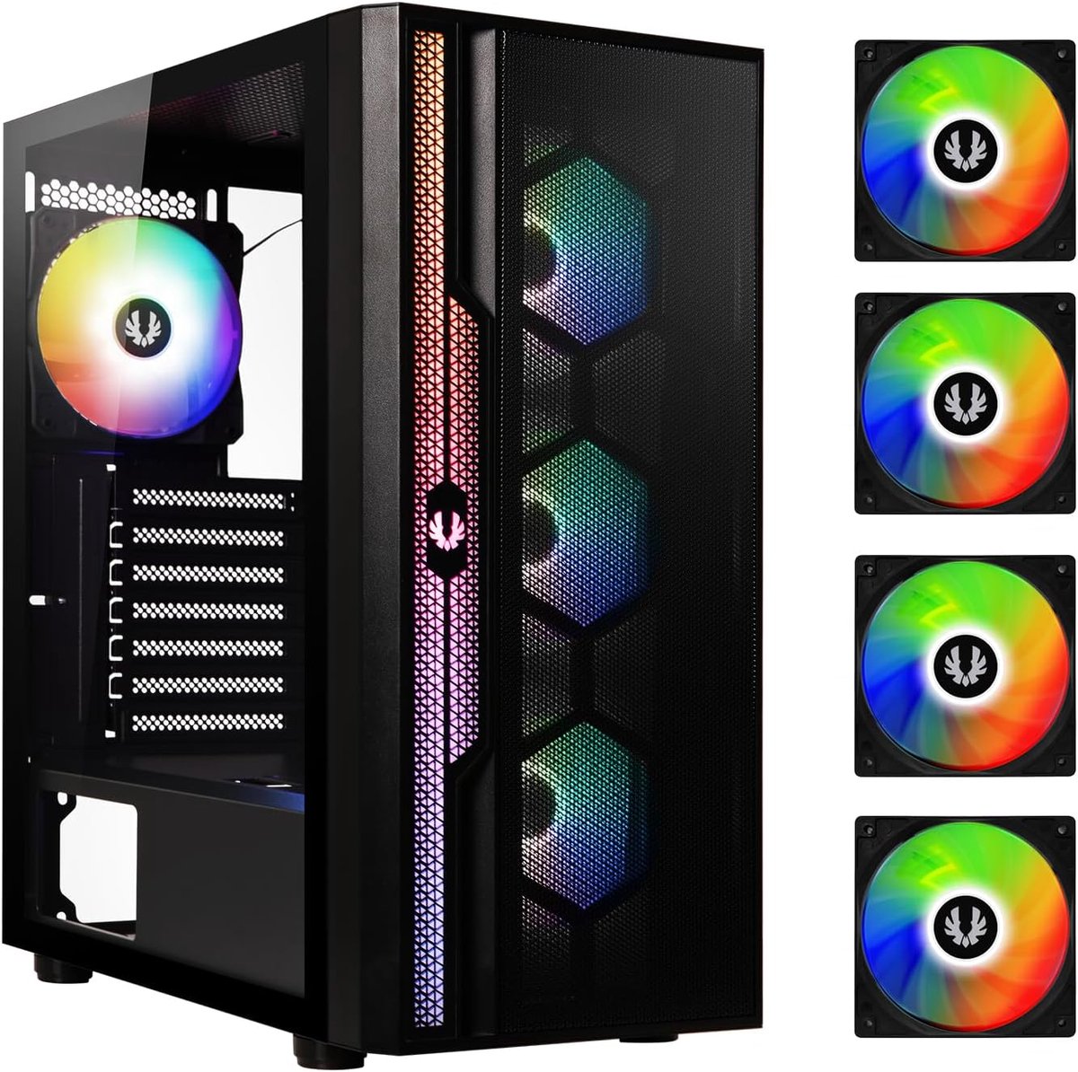 Middelgrote PC-behuizing met 4 ARGB-ventilatoren - Zwart