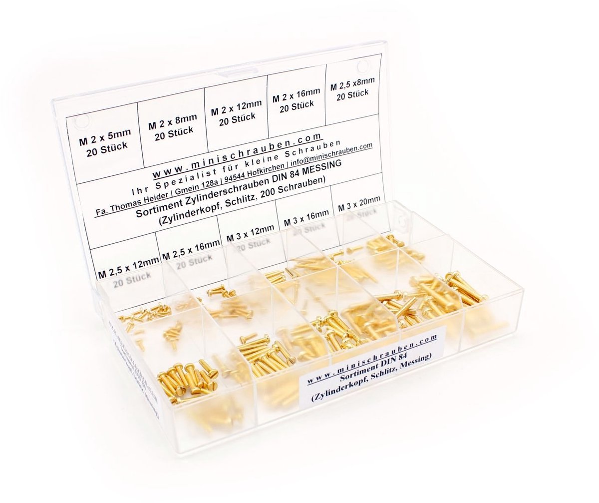 Assortimentsdoos Cilinderschroeven 200 Stuks - M2, M2,5, M3 - Sleuf en Cilinderkop