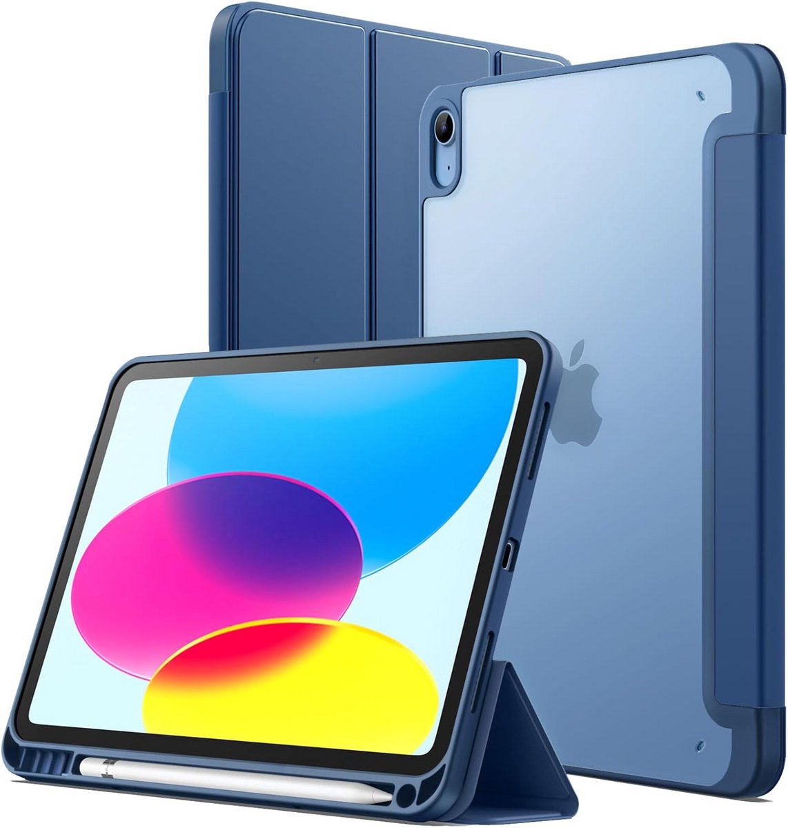 Matte Tablet Case voor iPad 11th/10th Gen met Pencil Holder en Slim Stand