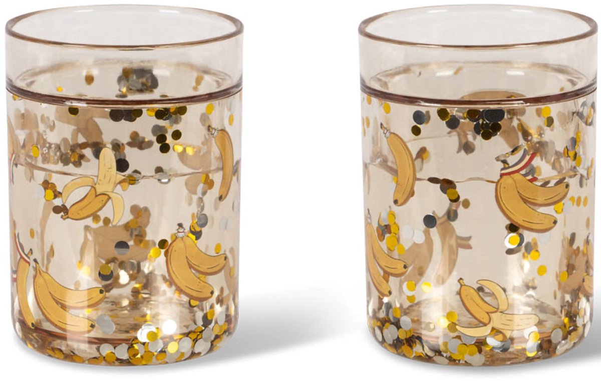 Konges sløjd kinderbekers met glitter - let's go bananas - 2st