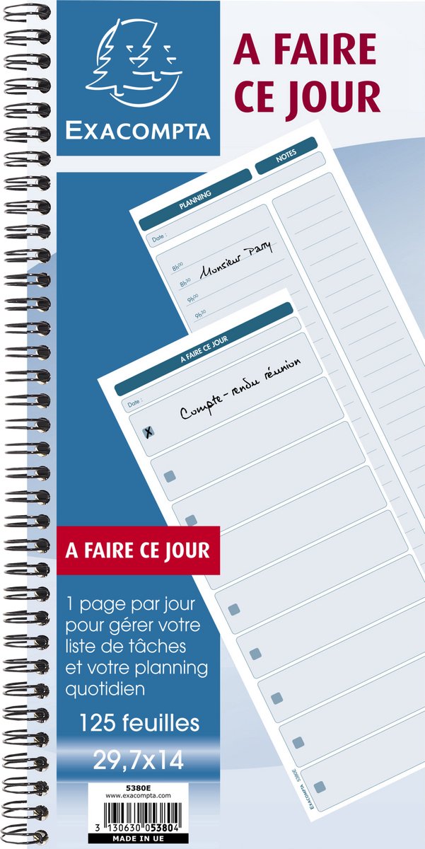 Exacompta 5x Spiraalschrift 29,7x14cm - To do - 125 bladen - - 5380E