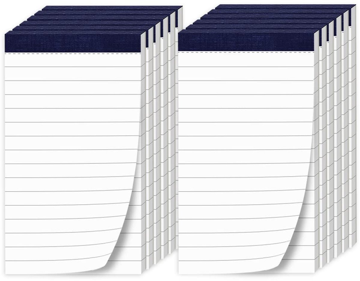 Set van 12 mini notepads - 7 x 12 cm - Geschikt voor op 't werk en onderweg - 50 vel per pad - Ideaal voor notities en lijstjes