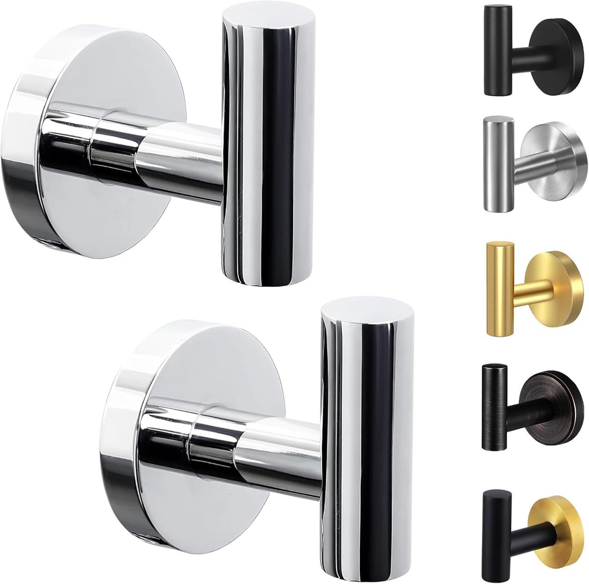 Zwarte Matte Handdoekhaken - 2-pack Wandmontage