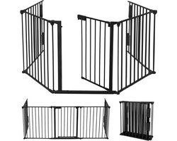 Veiligheidshekje | Tot 304cm Breed | Veiligheidshek met Vergrendeling Indicator | Barrier Dierenhek | zwart