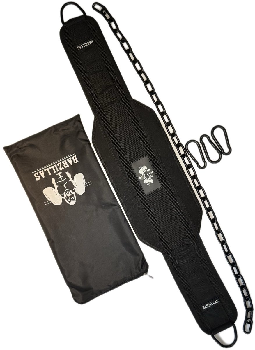 Barzillas Dip Belt Padded L – Dipping Belt met Ketting & 3 Karabiners – Voor Weighted Dips, Pull-ups & Chin-ups – Verstelbaar Gewichthefriem