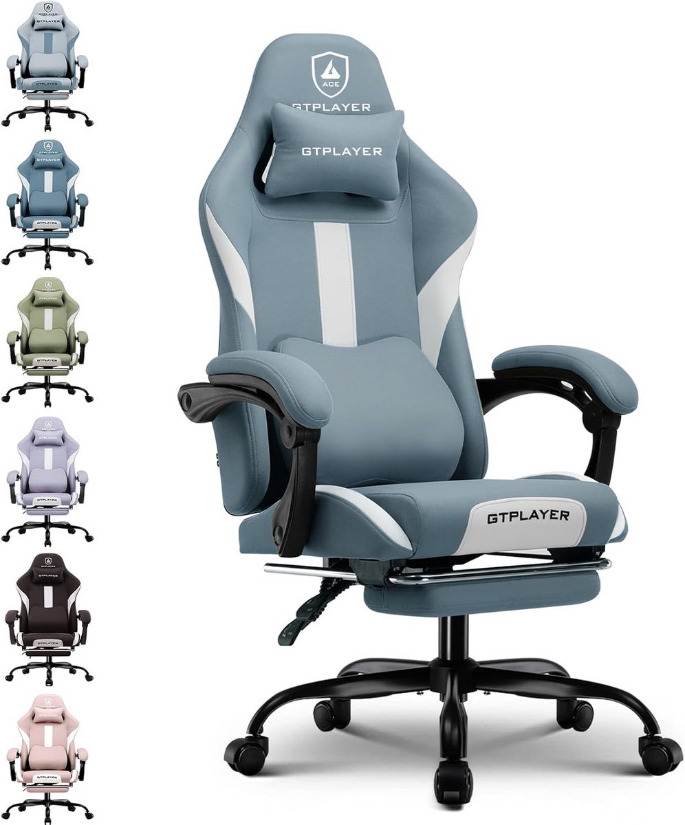 Ergonomische Gaming Stoel met Voetsteun en Draaifunctie - Ademende Bureaustoel voor Gamers