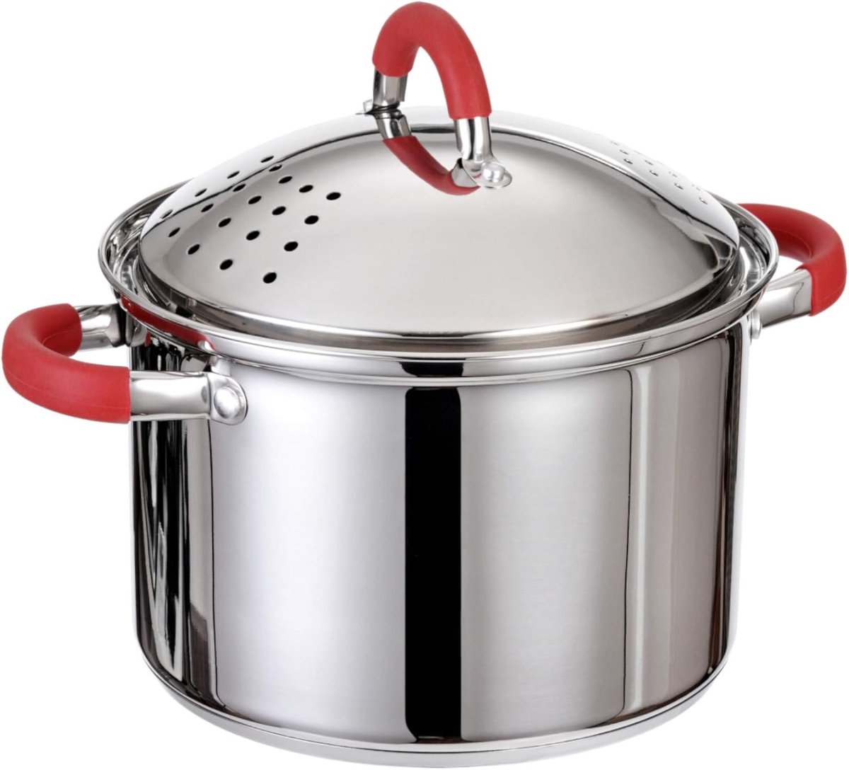 Pastapan 22 cm met Afgietfunctie en Deksel - RVS Kookpan met Thermocapsule Bodem