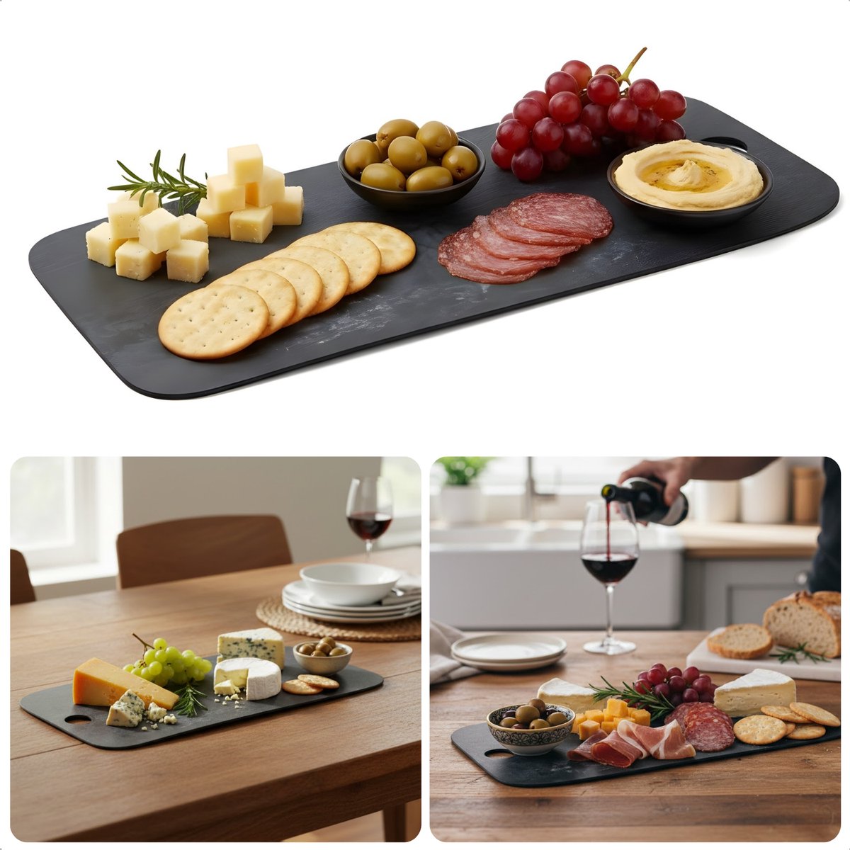 Cheqo® Granieten Serveerplank - Granieten Kaasplank - Granieten Tapasplank - Granieten Borrelplank - Serveerplank Graniet - Kaasplank Graniet - Tapasplank Graniet - Borrelplank Graniet