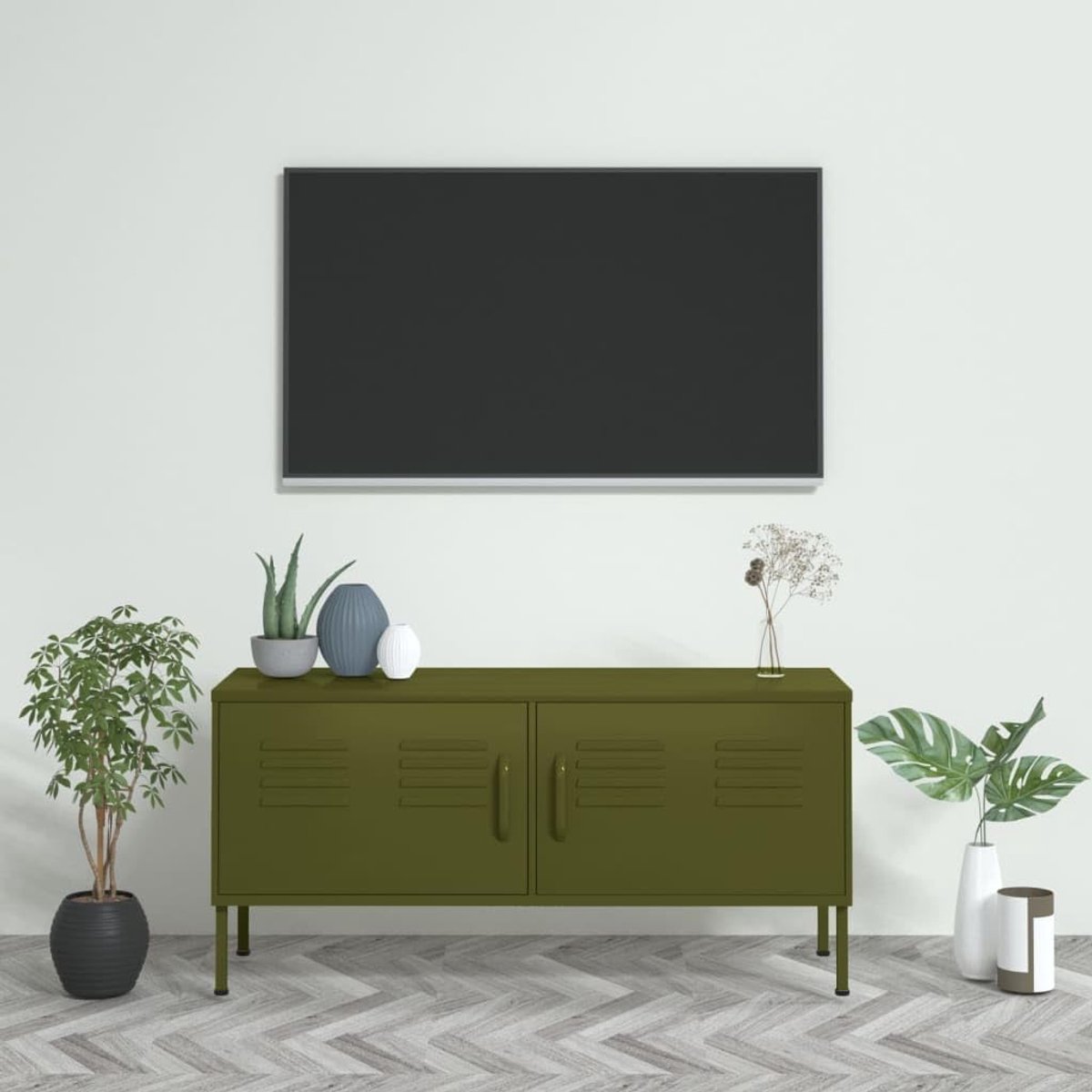 TV-kast Olijfgroen 105x35x50 cm – Moderne Media Meubel, Hifi Kast, Sideboard en Televisiek