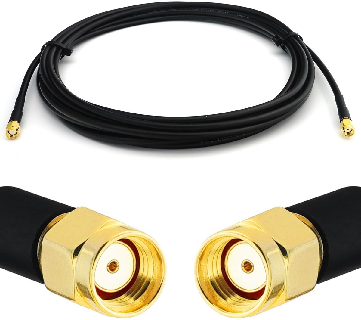 3 Meter RG58/U Verleng Coaxkabel RP-SMA Male naar Male - 50 Ohm voor WiFi Router Antenne RF