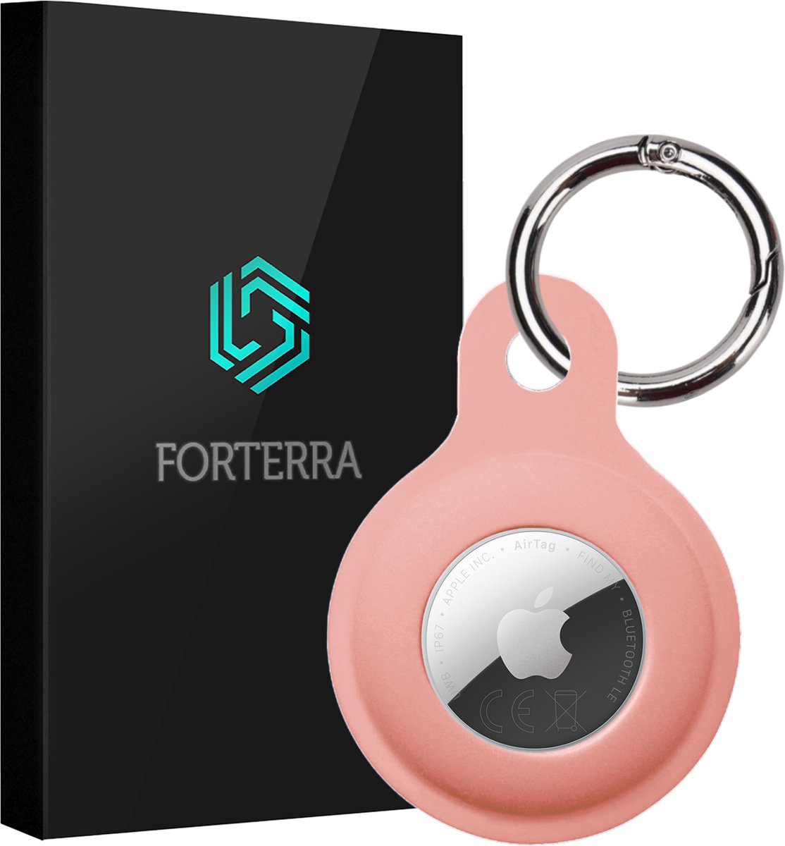 Forterra Sleutelhanger - Geschikt voor Apple AirTag 2e generatie - Houder - Siliconen Hoesje - Lichtroze