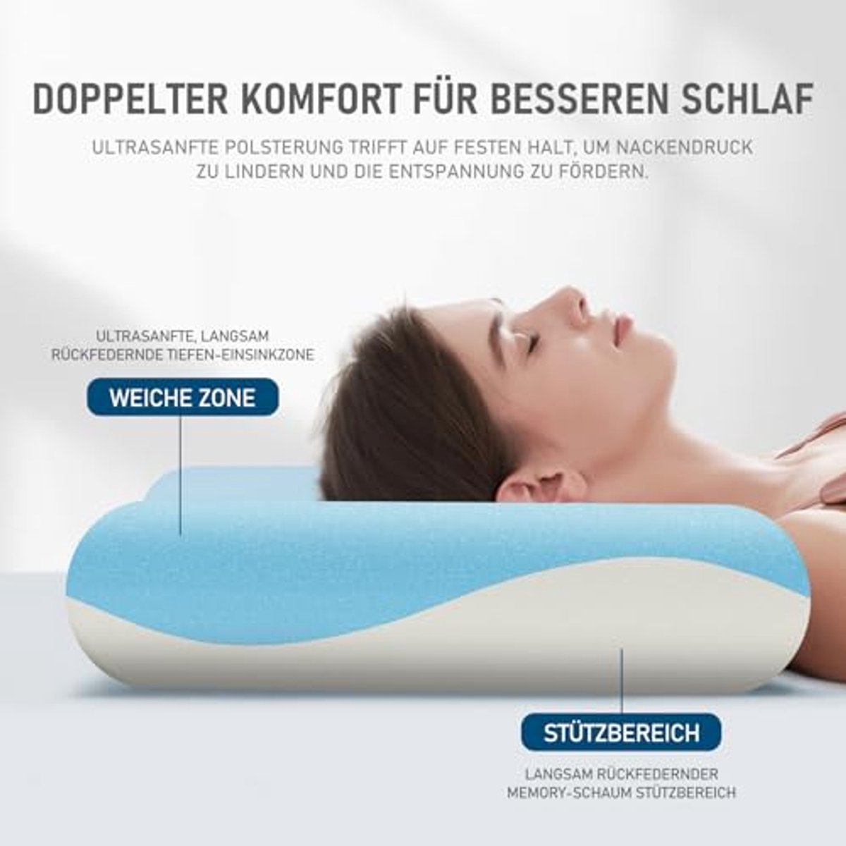 hoofdkussen - 62 x 35 x 9 cm - ergonomische allround orthopedisch neksteunkussen, ademend, hypoallergeen