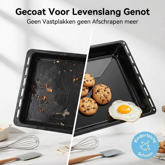 ICQN Bakplaat en Rooster Set voor Oven- 455x375x30 mm