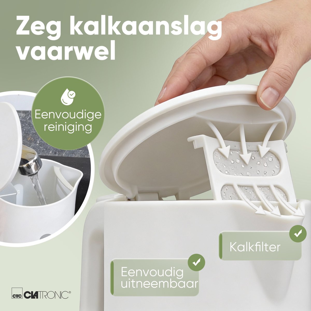 Clatronic WK 3834 - Waterkoker - geschikt voor de Camping -1Liter -900W -Wit — afbeelding 7