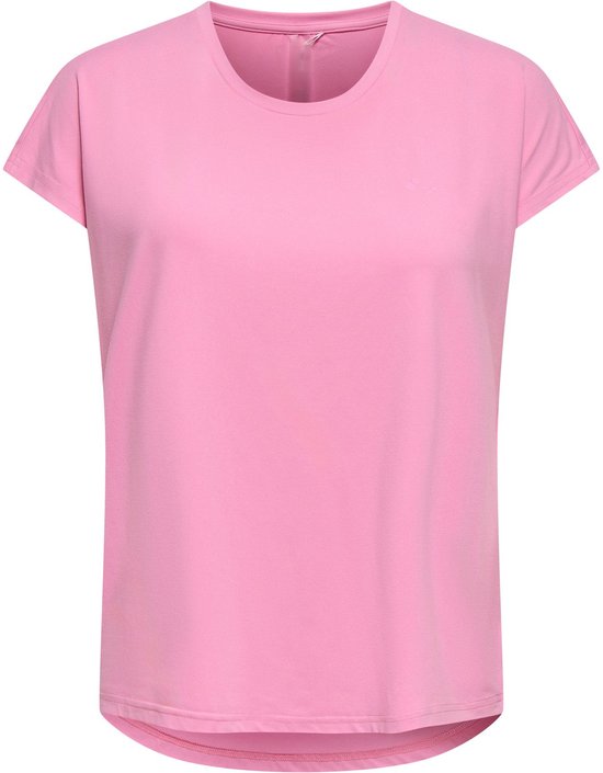 Roze Only Play T-shirt met korte mouwen, ronde hals en een afgeronde zoom.