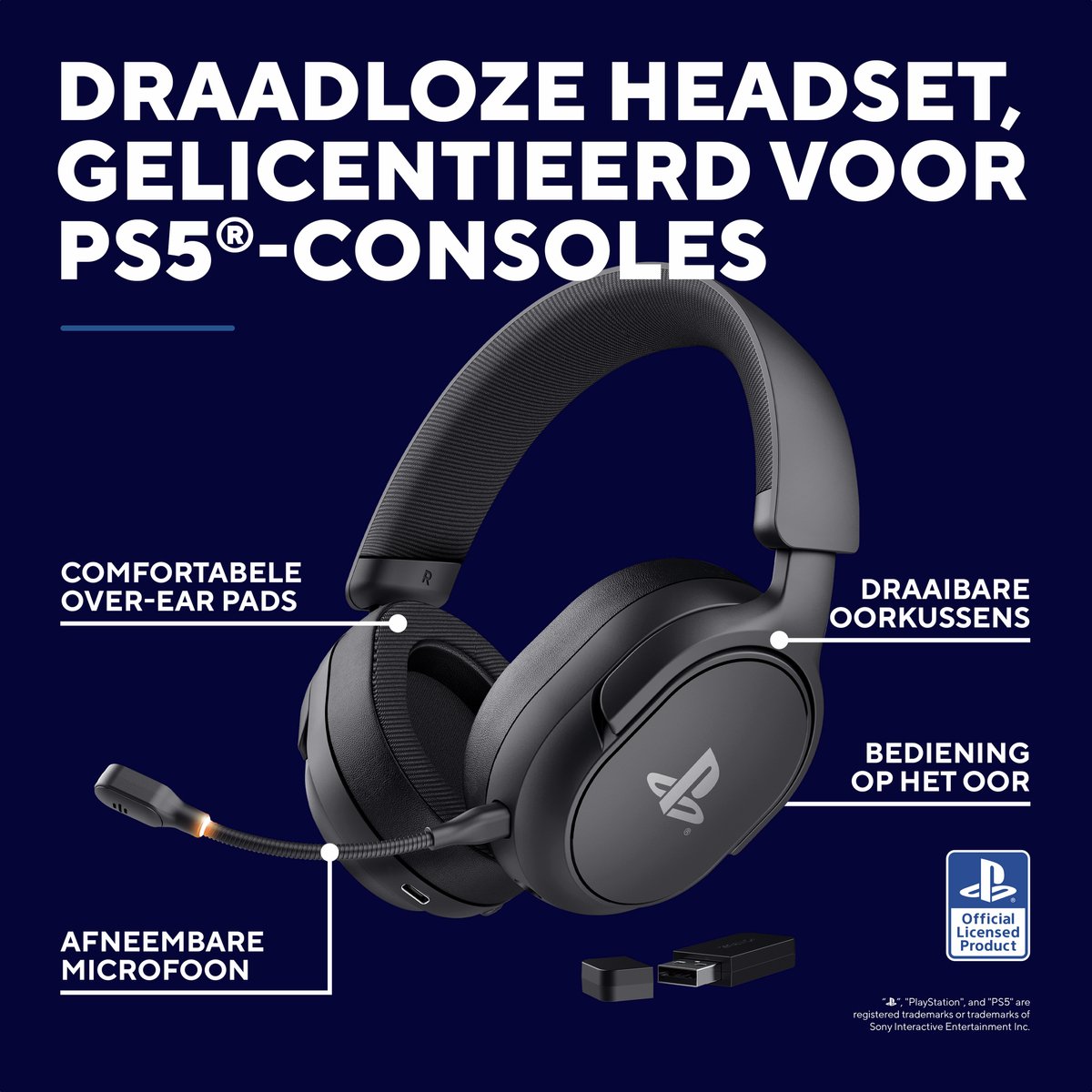 Trust GXT 499 Forta - Draadloze Gaming Headset - Official Licensed voor PS5 - werkt op PS4/PS5 - Batterijduur tot 55 uur - met USB-ontvanger - Zwart — afbeelding 7