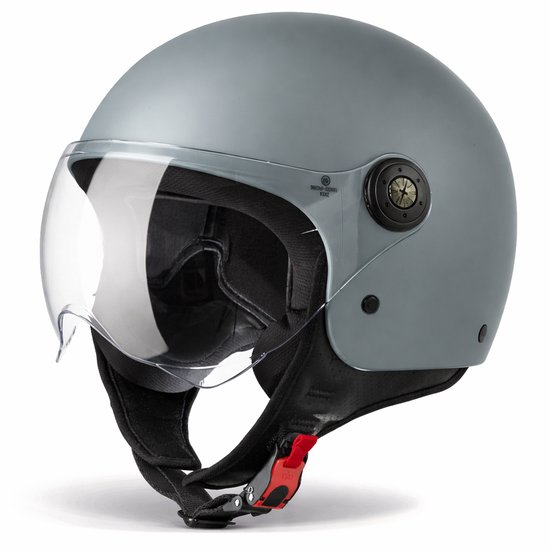 VINZ Duoro Scooterhelm - ECE 22.06 Gekeurde Jethelm voor Motor, Brommer & Snorfiets - Licht Gewicht - Grijs - M