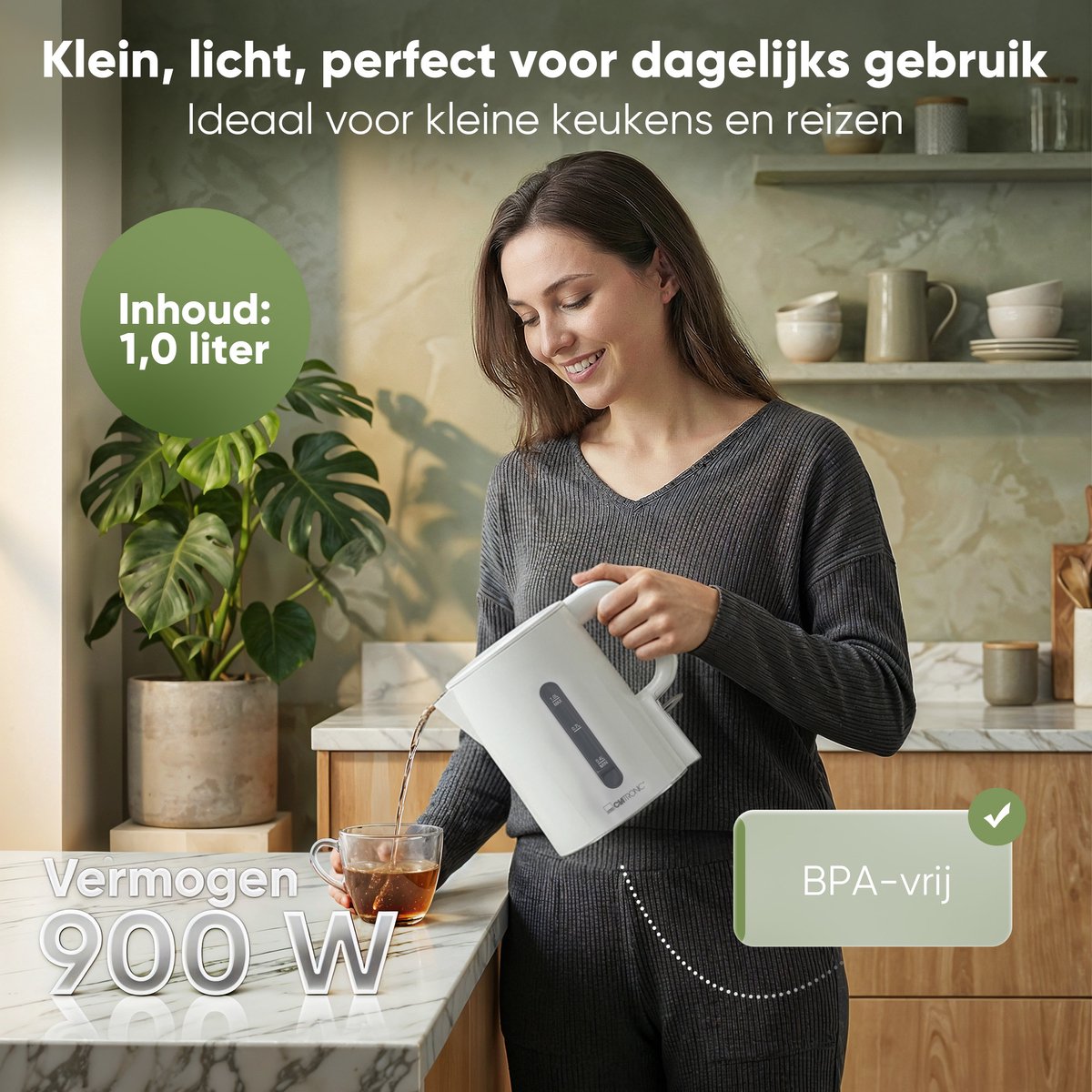 Clatronic WK 3834 - Waterkoker - geschikt voor de Camping -1Liter -900W -Wit — afbeelding 6