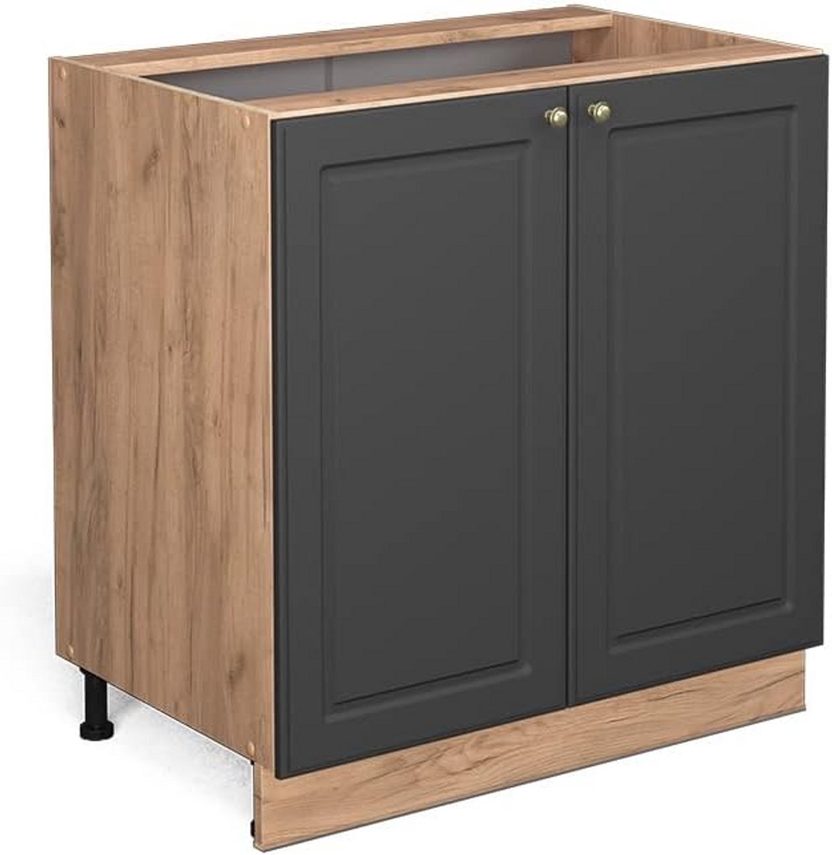 Keuken Onderkast 80 cm Antraciet en Goud met Legplank - Modulaire Keukenmodule