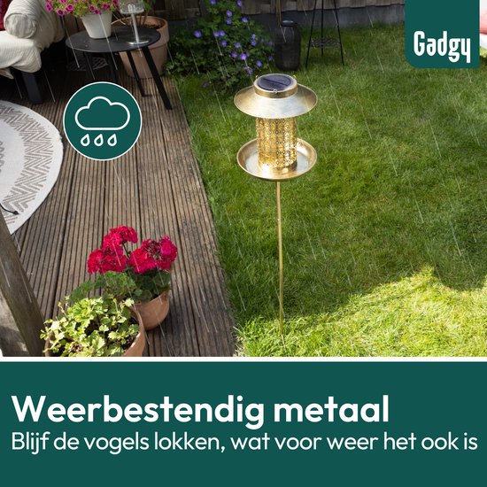 Gadgy Solar Vogellamp – LED Tuinlamp Op Zonne-energie, 90 Cm Hoog, Waterdicht IP44, Automatische Schemersensor, Voor Terras, Balkon En Tuin