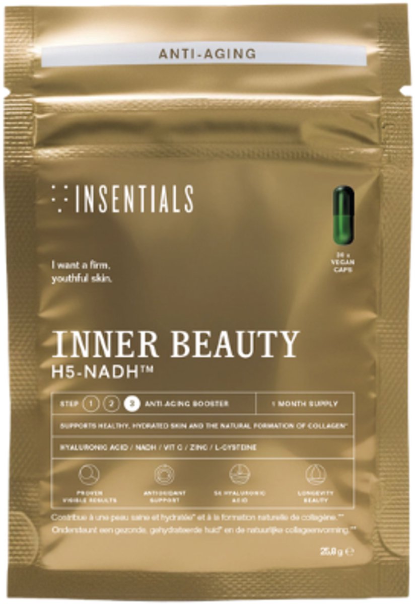 Insentials Inner Beauty - Anti-Age Boost - 30 Collageen Capsules - H5-NADH™ - Tegen Veroudering - Skin longevity - Verbetering Huid, Haar & Nagels - NADH - Voedingssupplement voor Dagelijks Gebruik