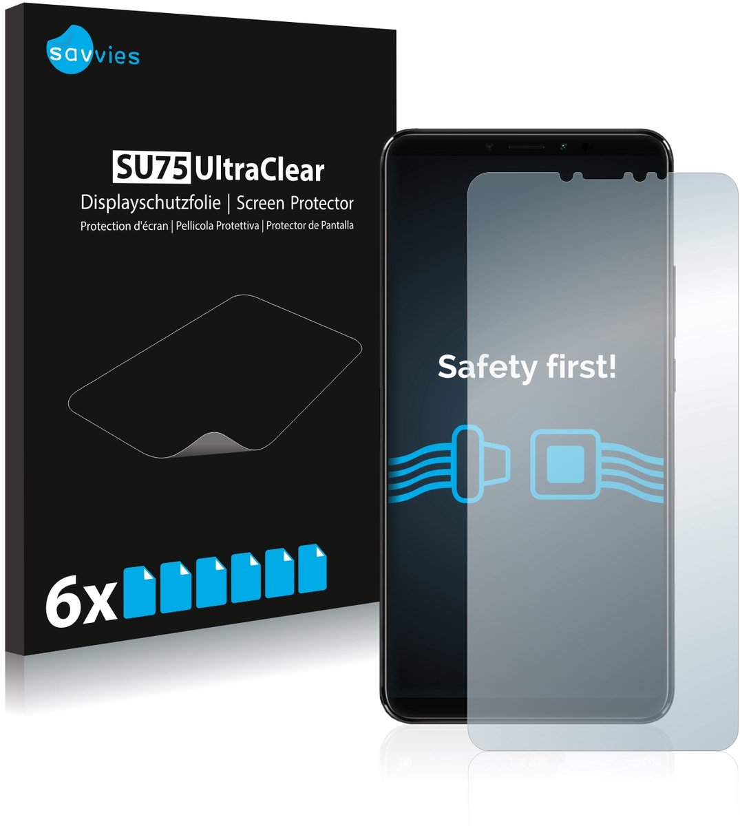 Savvies - Screenprotector voor Xiaomi Mi Max 3 - Folie Beschermfolie transparant 6 Stuks