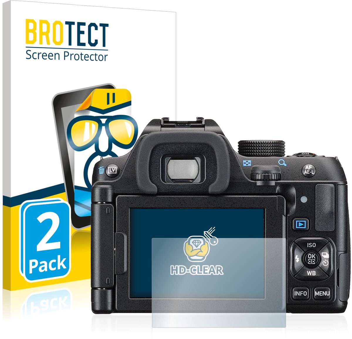 BROTECT - Screenprotector voor Pentax K-70 - Folie Beschermfolie transparant 2 Stuks