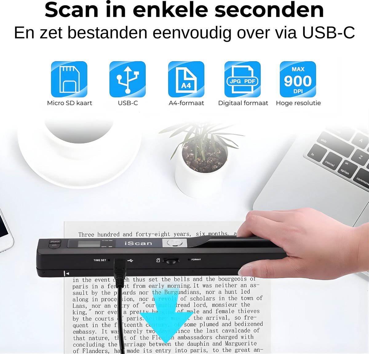 DreamGoods Document Scanner - Handscanner voor A4 Documenten, Boeken & Foto's thumbnail 6