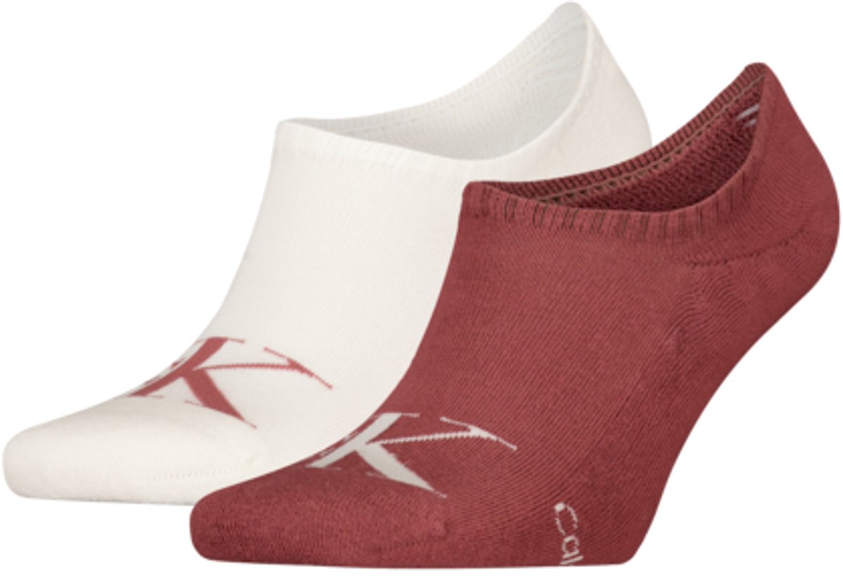 Calvin Klein Jeans Heren Footies 2-Pack Monogram Burgundy Rood