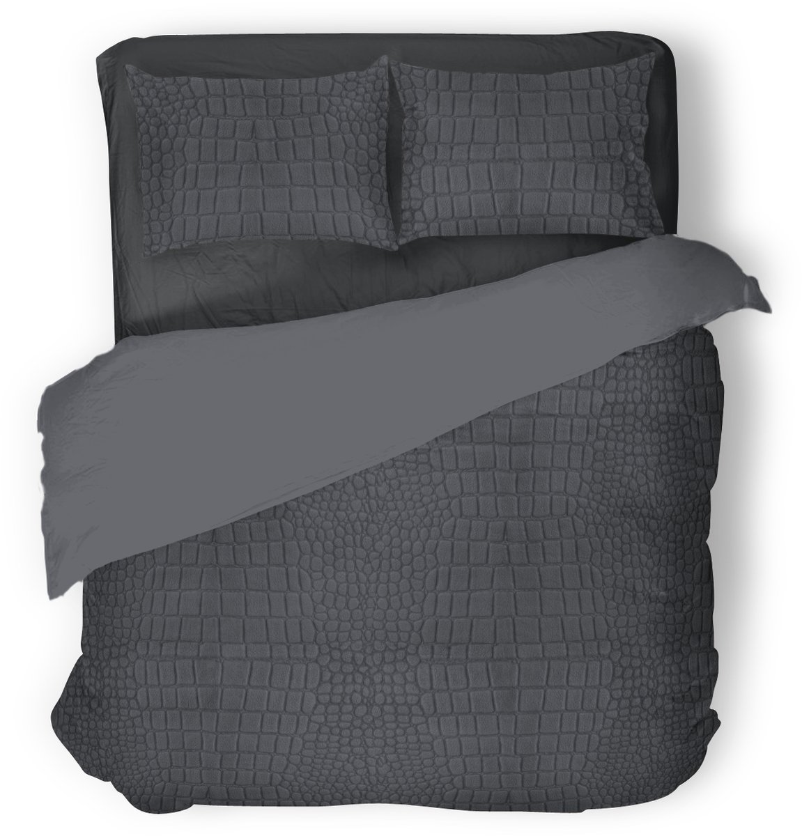 Eleganzzz Dekbedovertrek Micro Mink Crocodile - Dekbedovertrek 200x200/220cm - Anthracite - Velvet Dekbedovertrek