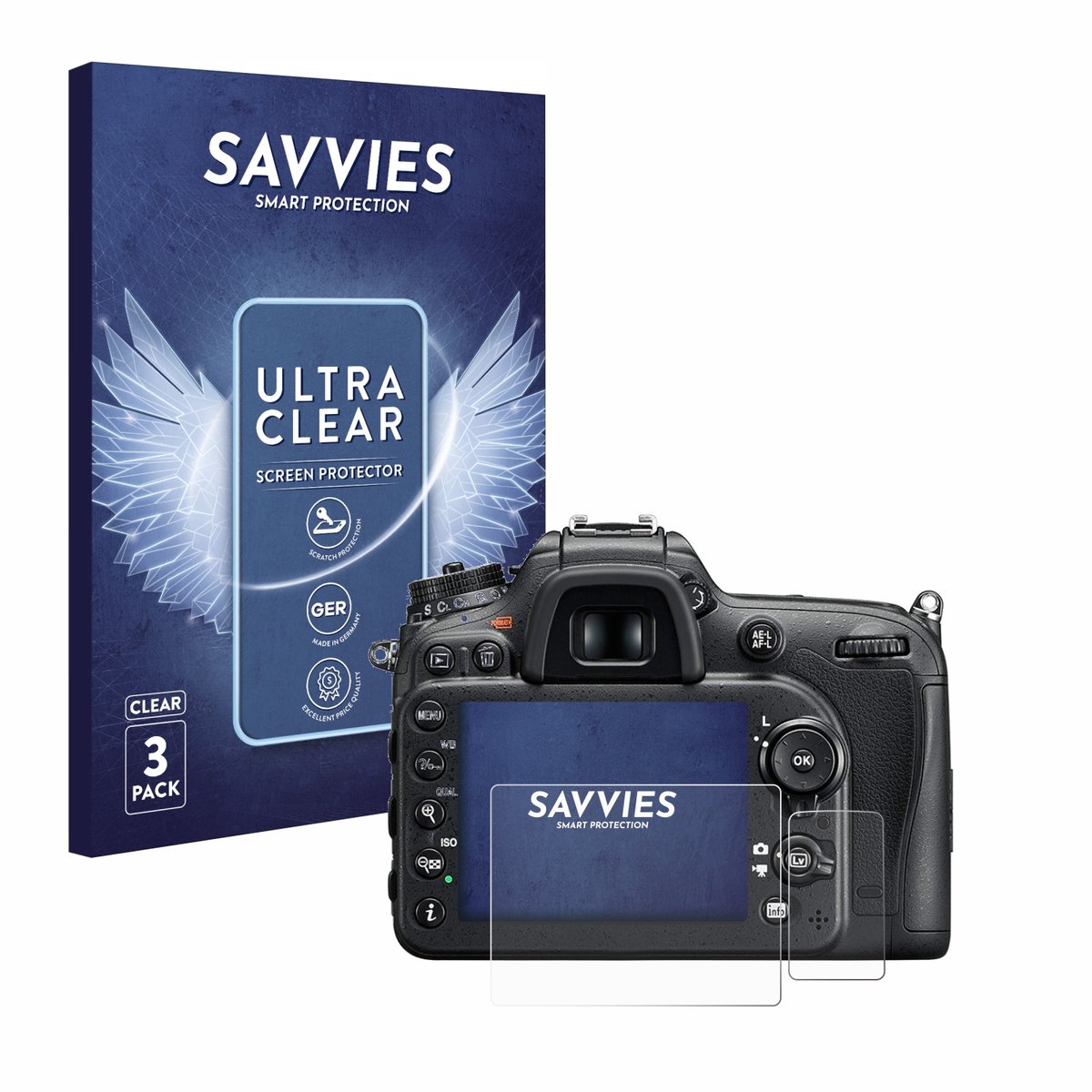 Savvies - Screenprotector voor Nikon D7200 - Folie Beschermfolie transparant 6 Stuks