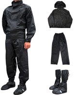 Maxxcovers® Costume de pluie + Surchaussures - Respirant & Imperméable - Met Capuchon & Sac de transport - Manches Ajustables - Veste de pluie & Pantalon de pluie Set